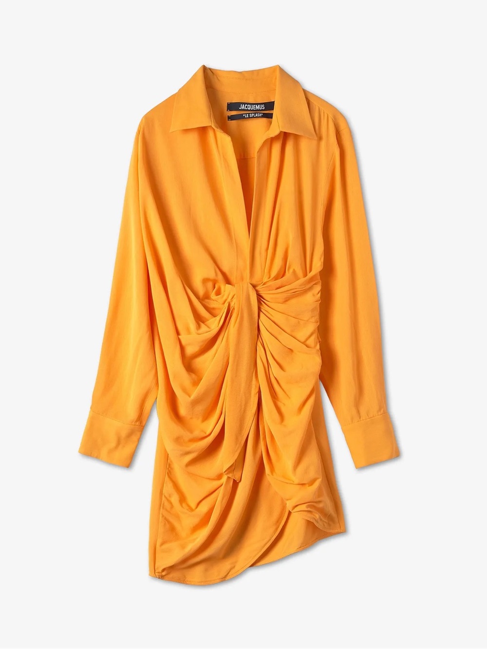 Jacquemus La Robe Bahia Orange Twist-Drape Dress